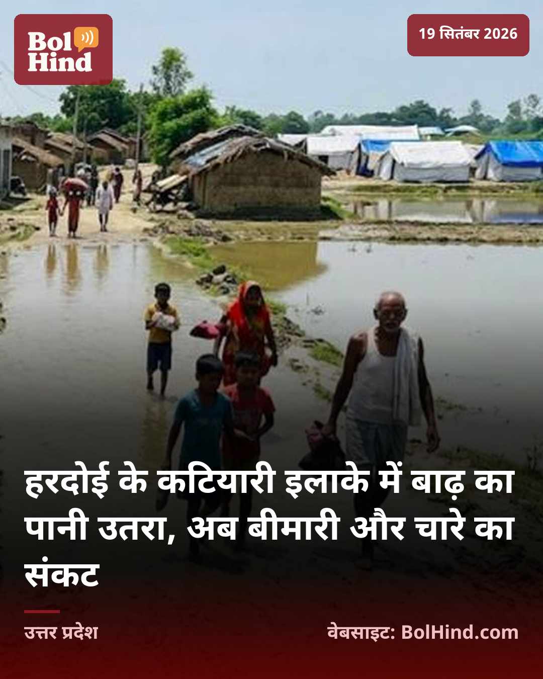 हरदोई के कटियारी इलाके में बाढ़ का पानी उतरा, अब बीमारी और चारे का संकट