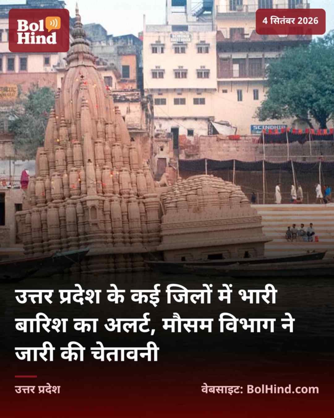 उत्तर प्रदेश के कई जिलों में भारी बारिश का अलर्ट, मौसम विभाग ने जारी की चेतावनी