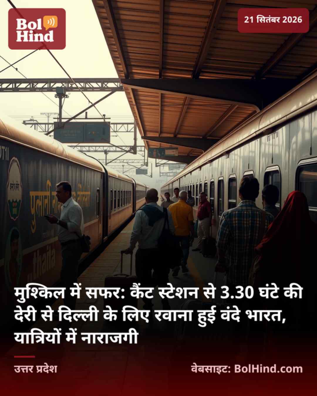 मुश्किल में सफर: कैंट स्टेशन से 3.30 घंटे की देरी से दिल्ली के लिए रवाना हुई वंदे भारत, यात्रियों में नाराजगी